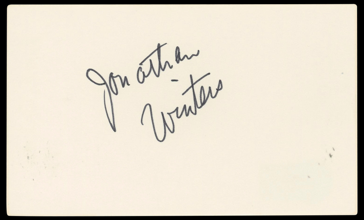 Jonathan Winters The Jonathan Winters Show Signed 3x5 Index Card BAS #BN33210