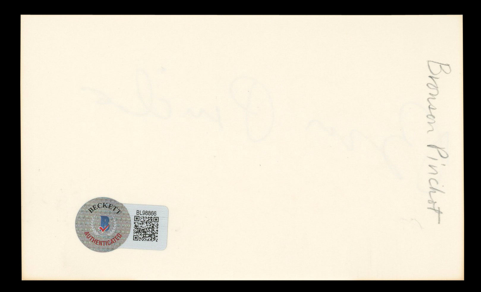 Bronson Pinchot True Romance Authentic Signed 3x5 Index Card BAS #BL98866