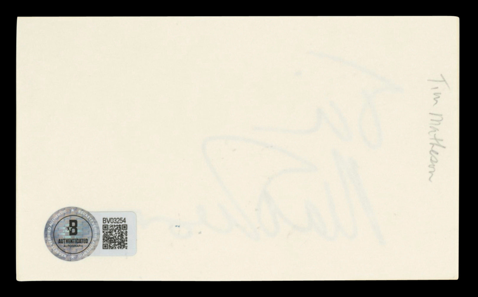 Tim Matheson Animal House Authentic Signed 3x5 Index Card BAS #BV03254