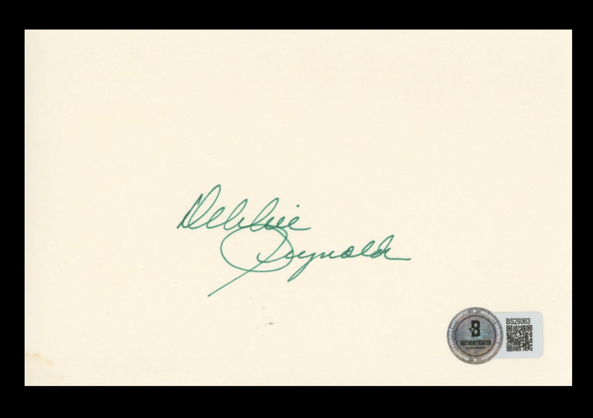 Debbie Reynolds Singin' in the Rain Authentic Signed 4x6 Index Card BAS #BS29363