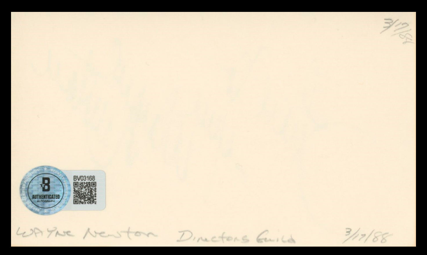 Wayne Newton Vegas Vacation Authentic Signed 3x5 Index Card BAS #BV03168