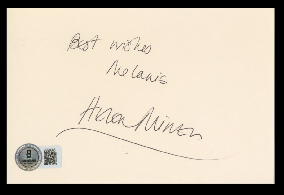 Helen Mirren The Queen "Best Wishes Melanie" Signed 4x6 Index Card BAS #BS29365