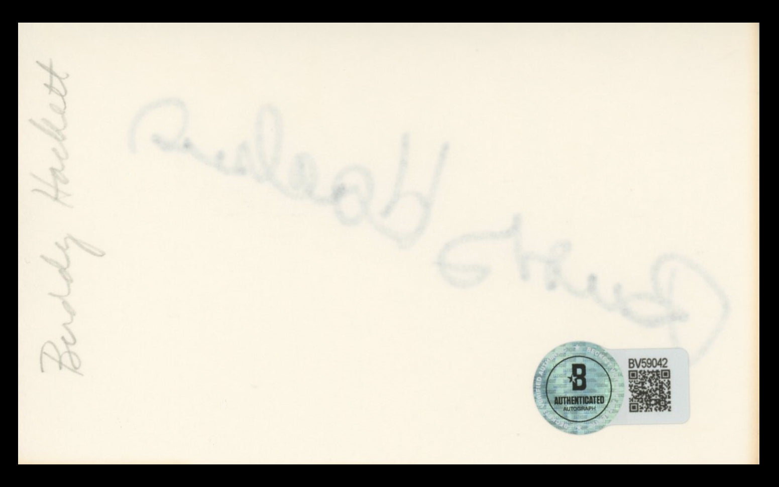 Buddy Hackett The Music Man Authentic Signed 3x5 Index Card BAS #BV59042