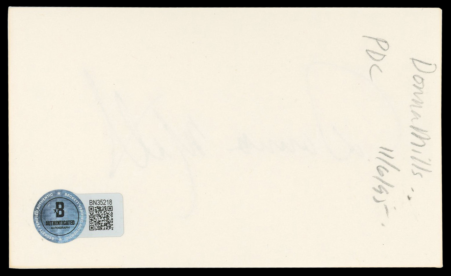 Donna Mills Knots Landing Authentic Signed 3x5 Index Card BAS #BN35218