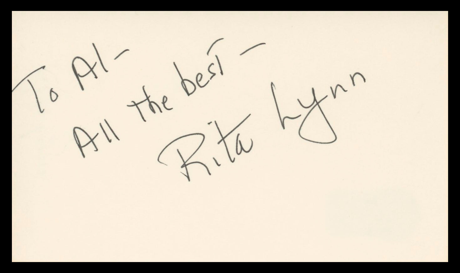 Rita Lynn Cast a Long Shadow Authentic Signed 3x5 Index Card BAS #BV03128