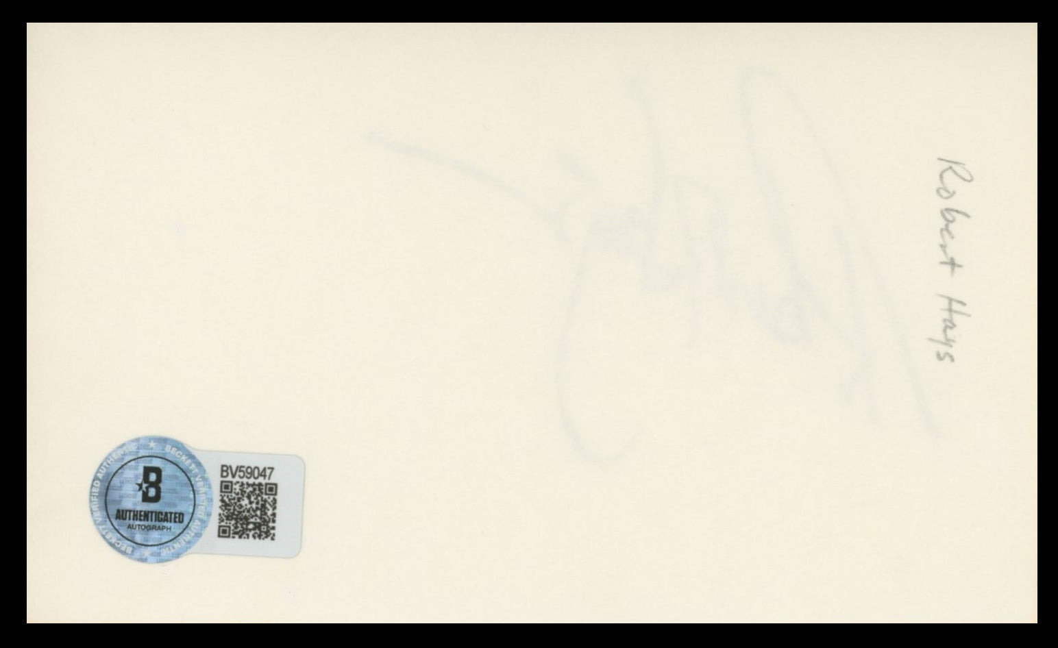 Robert Hays Airplane! Authentic Signed 3x5 Index Card BAS #BV59047