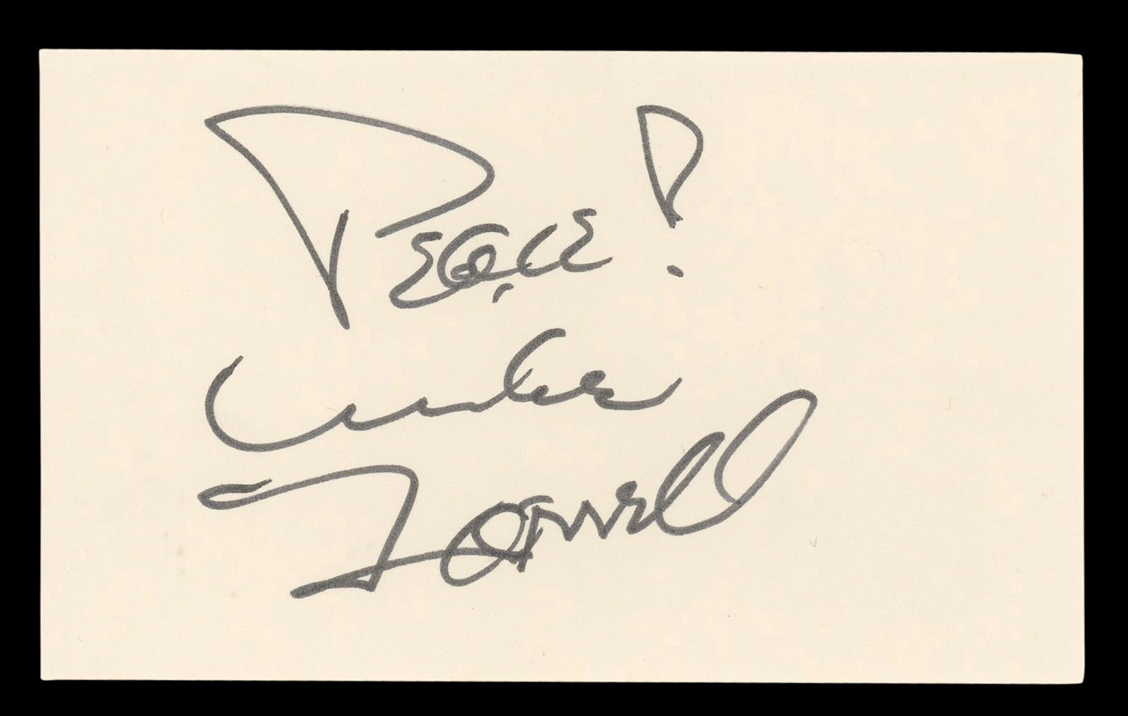 Mike Farrell MASH "Peace!" Authentic Signed 3x5 Index Card BAS #BL96696