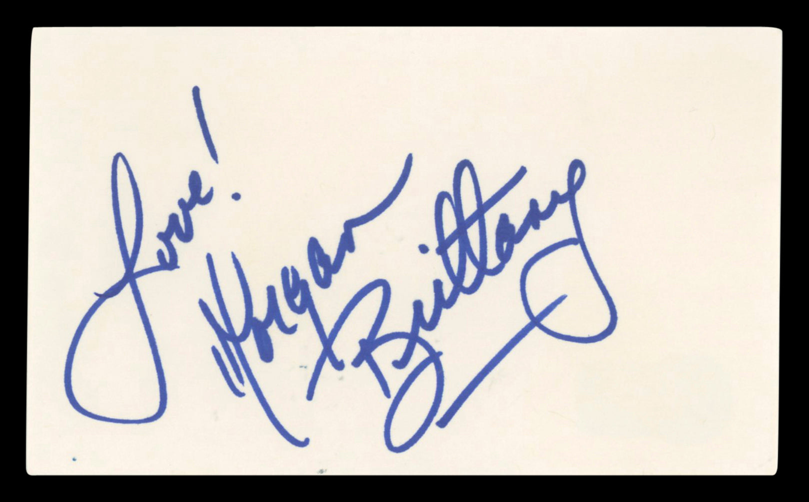 Morgan Brittany Dallas "Love!" Authentic Signed 3x5 Index Card BAS #BV03240