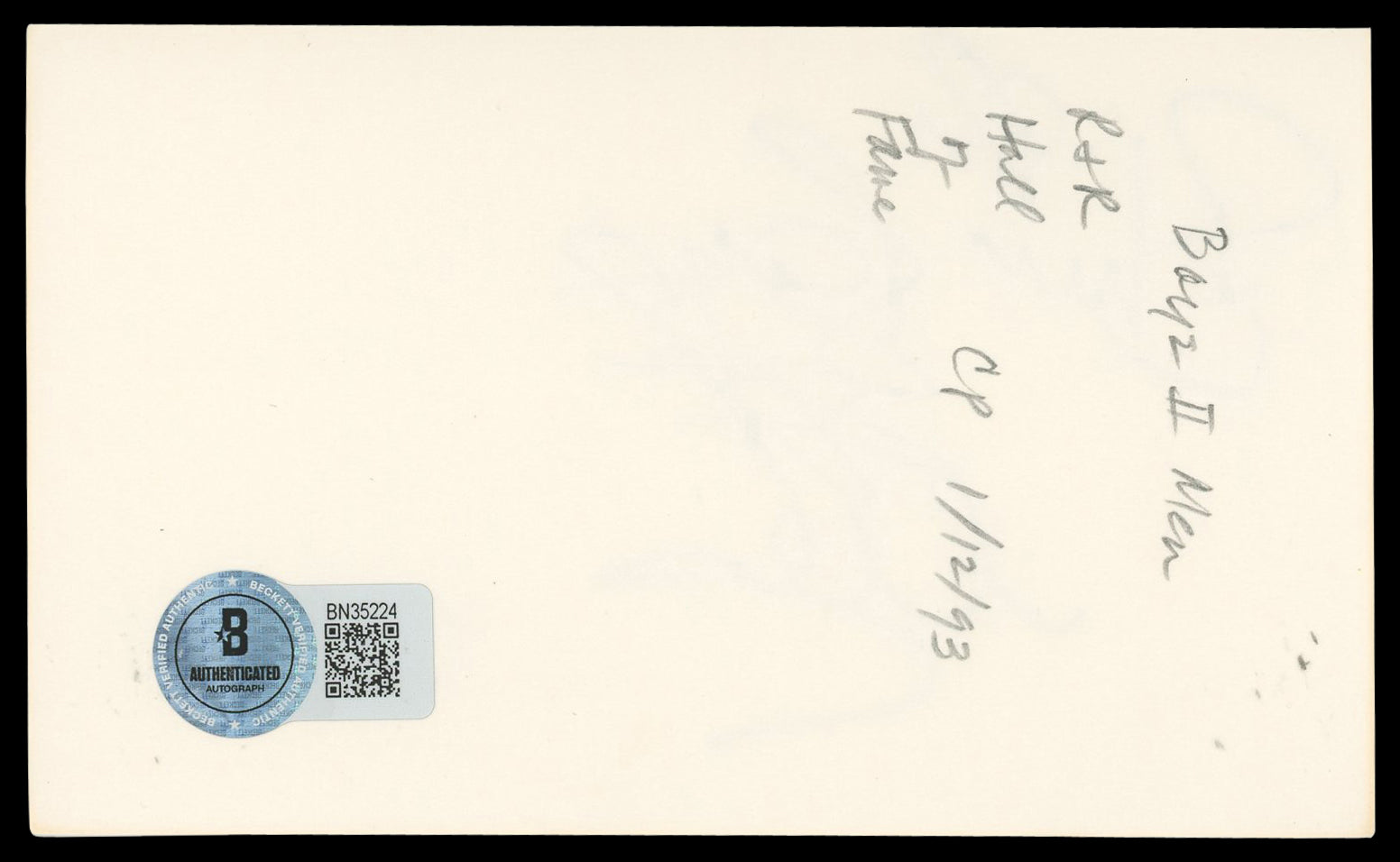 Shawn Stockman Boyz II Men Authentic Signed 3x5 Index Card BAS #BN35224