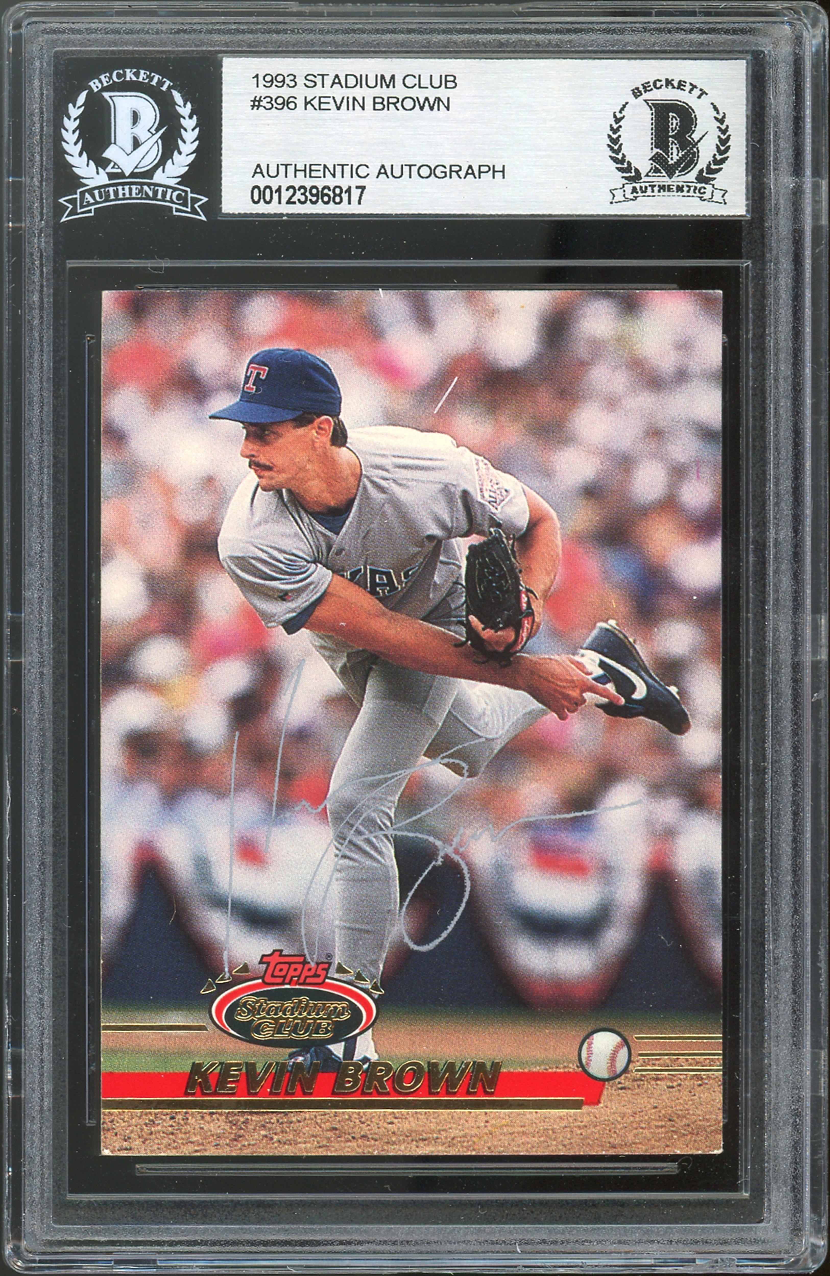 Rangers Kevin Brown Authentic Signed 1993 Stadium Club #396 Card BAS Slabbed