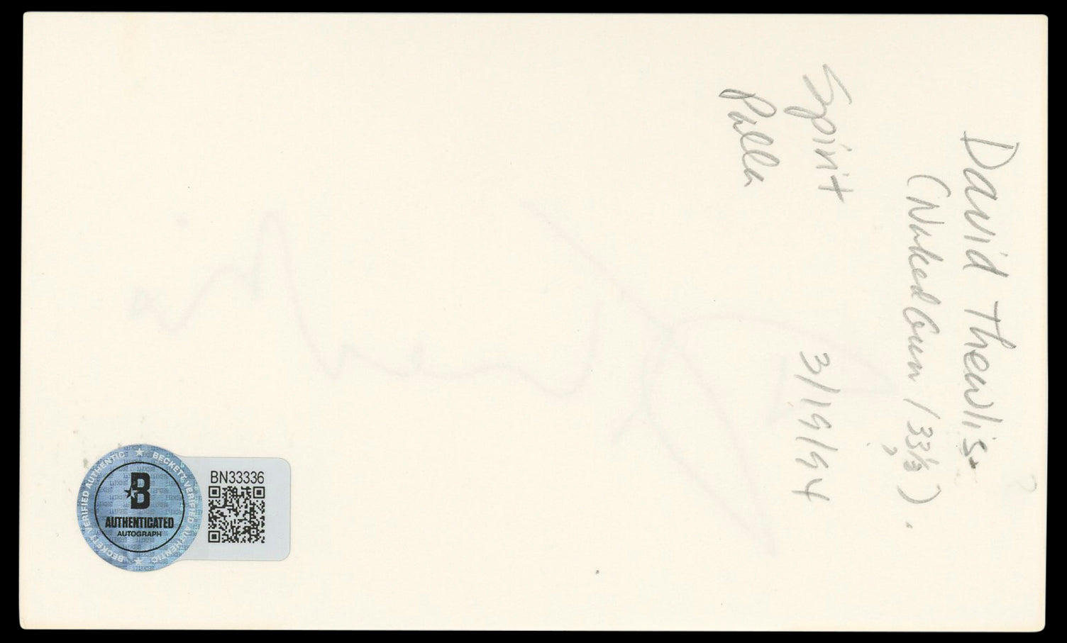 David Thewlis Harry Potter Authentic Signed 3x5 Index Card BAS #BN33336