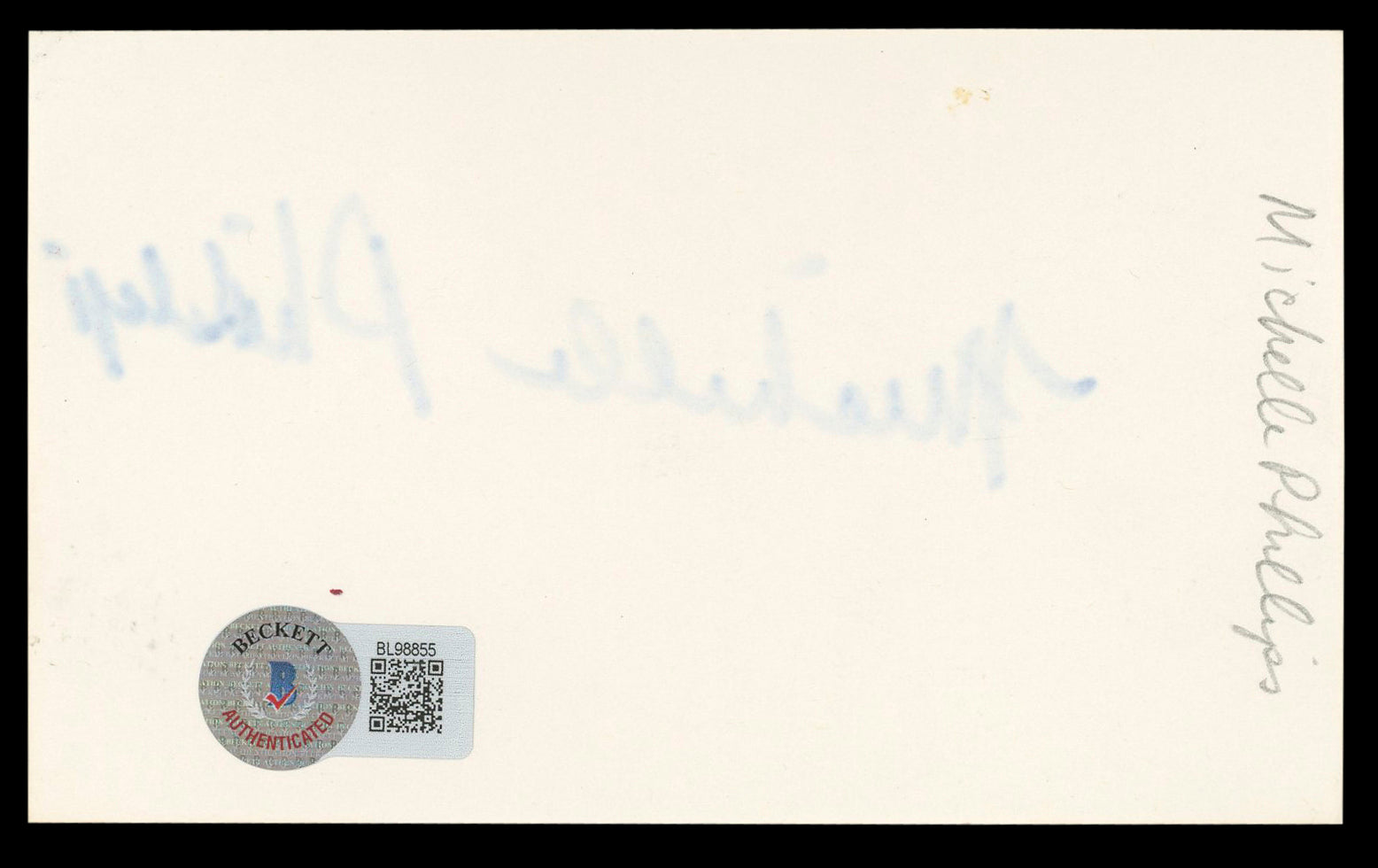 Michelle Phillips Knots Landing Authentic Signed 3x5 Index Card BAS #BL98855