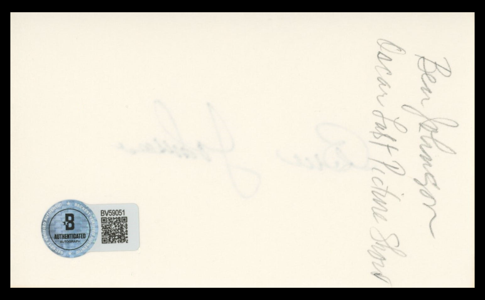 Ben Johnson The Last Picture Show Authentic Signed 3x5 Index Card BAS #BV59051