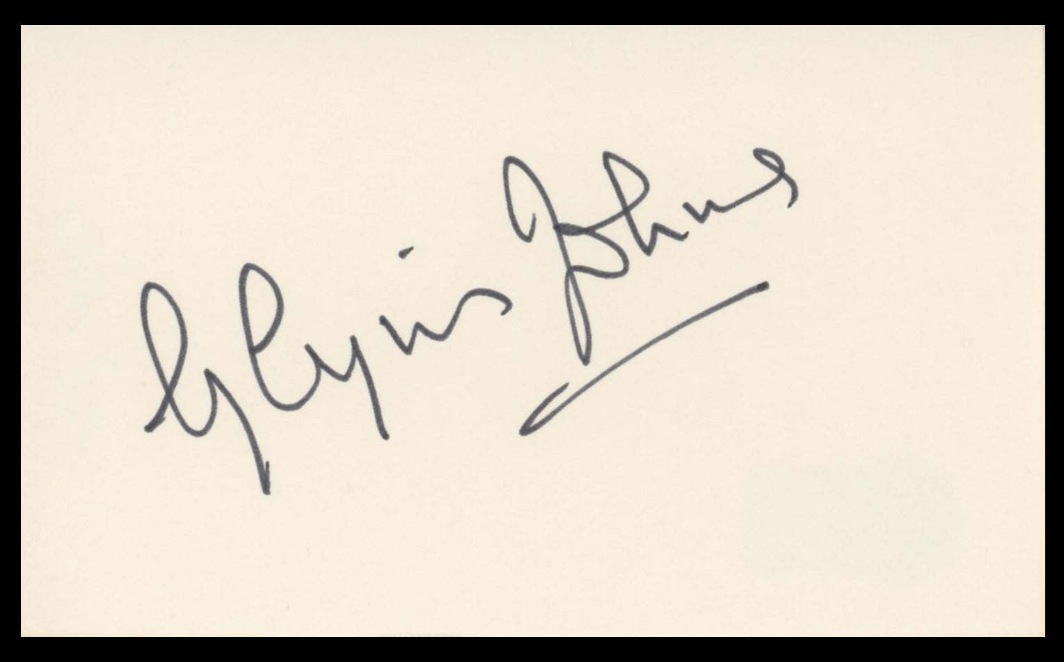 Glynis Johns Mary Poppins Authentic Signed 3x5 Index Card BAS #BV59052
