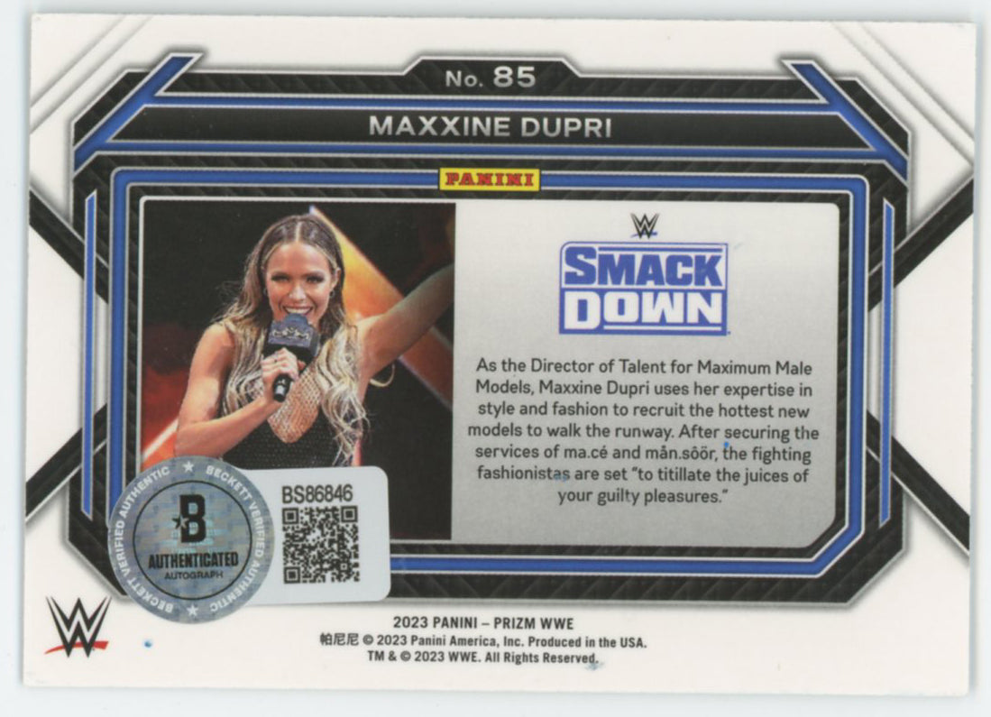 Maxxine Dupri WWE Authentic Signed 2023 Panini Prizm #85 Card BAS #BS86846