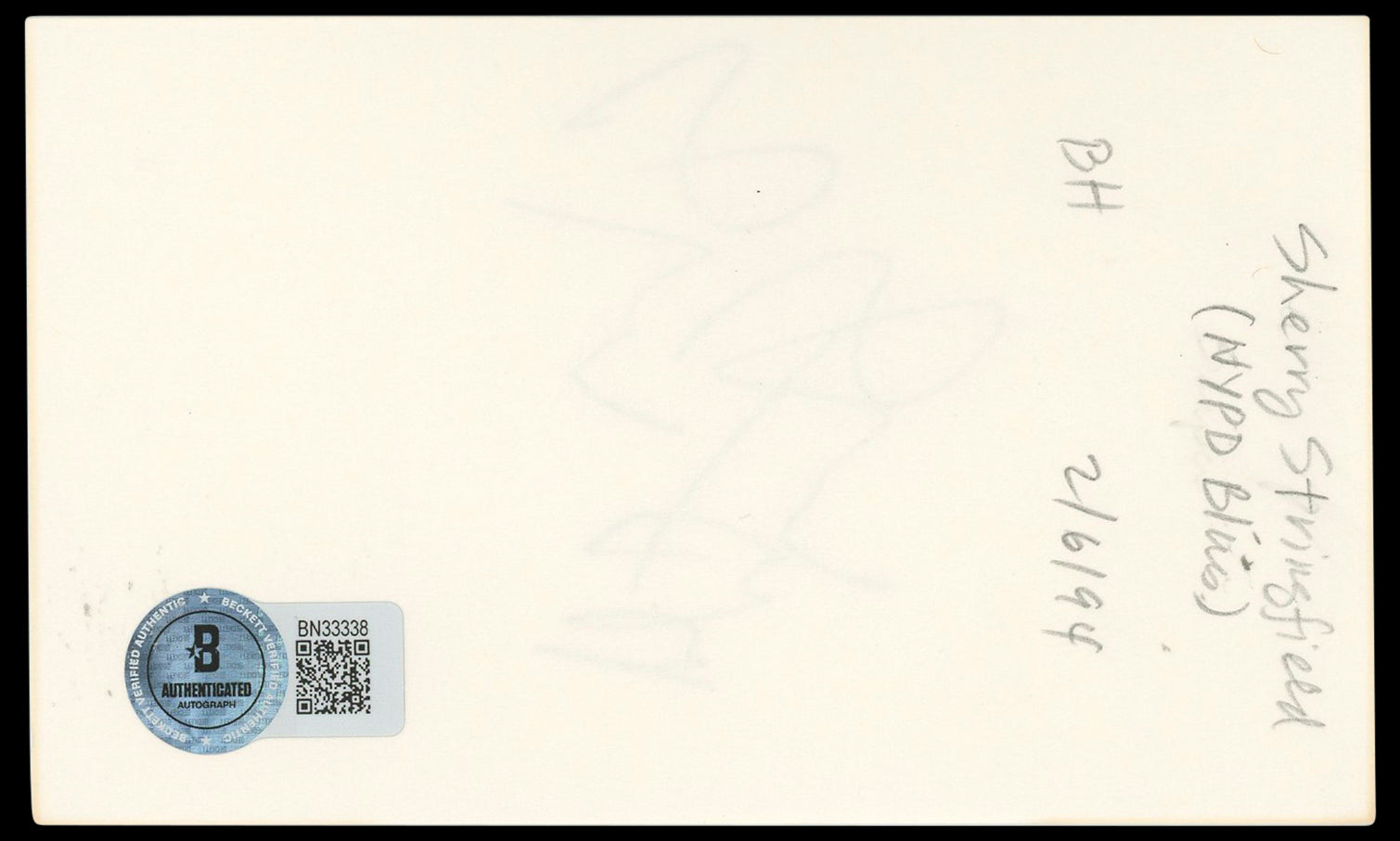 Sherry Stringfield ER Authentic Signed 3x5 Index Card Autographed BAS #BN33338