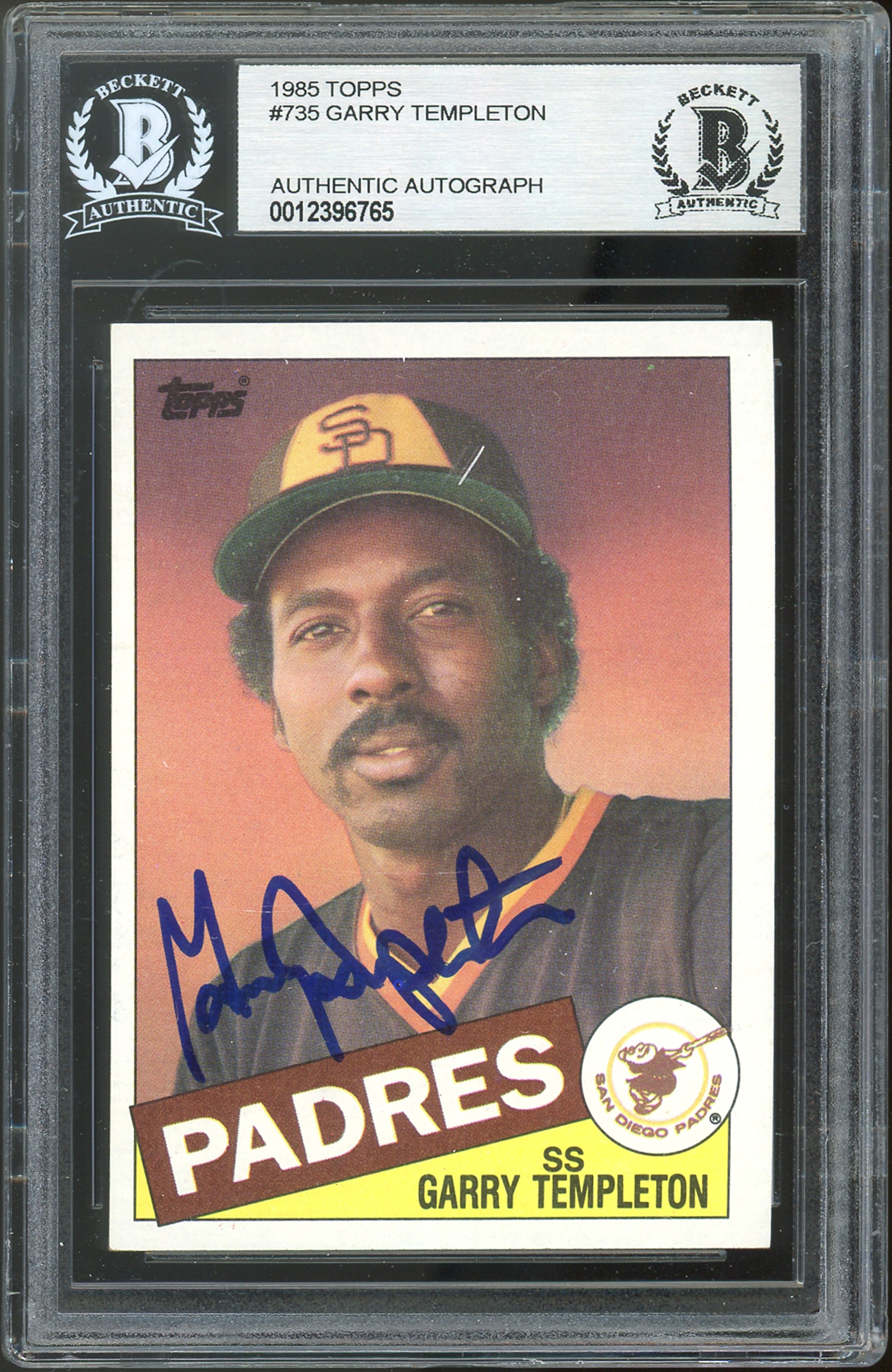 Padres Garry Templeton Authentic Signed 1985 Topps #725 Card BAS Slabbed