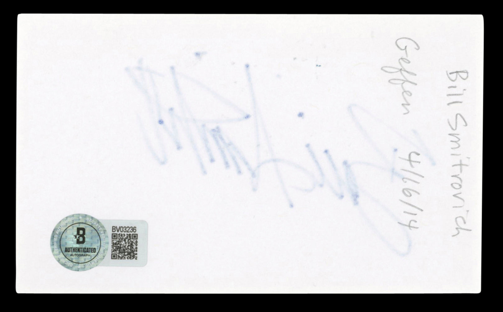 Bill Smitrovich Life Goes On Authentic Signed 3x5 Index Card BAS #BV03236