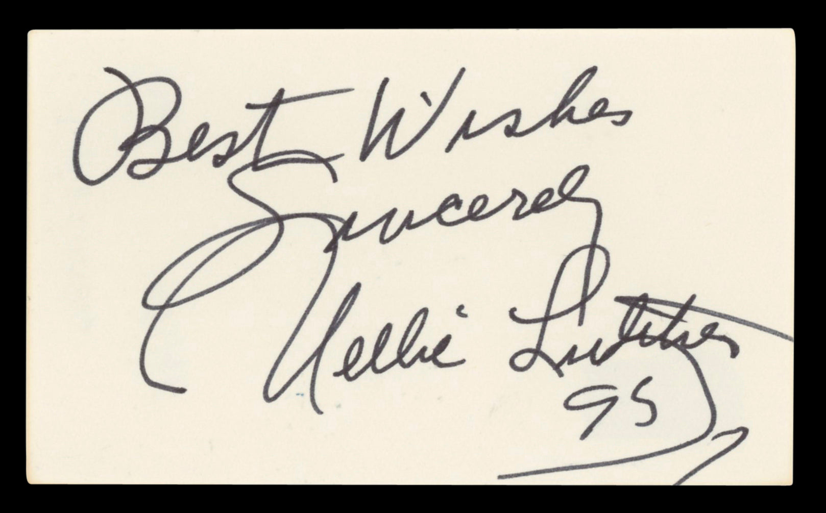 Nellie Lutcher "Best Wishes" Authentic Signed 3x5 Index Card BAS #BV03071