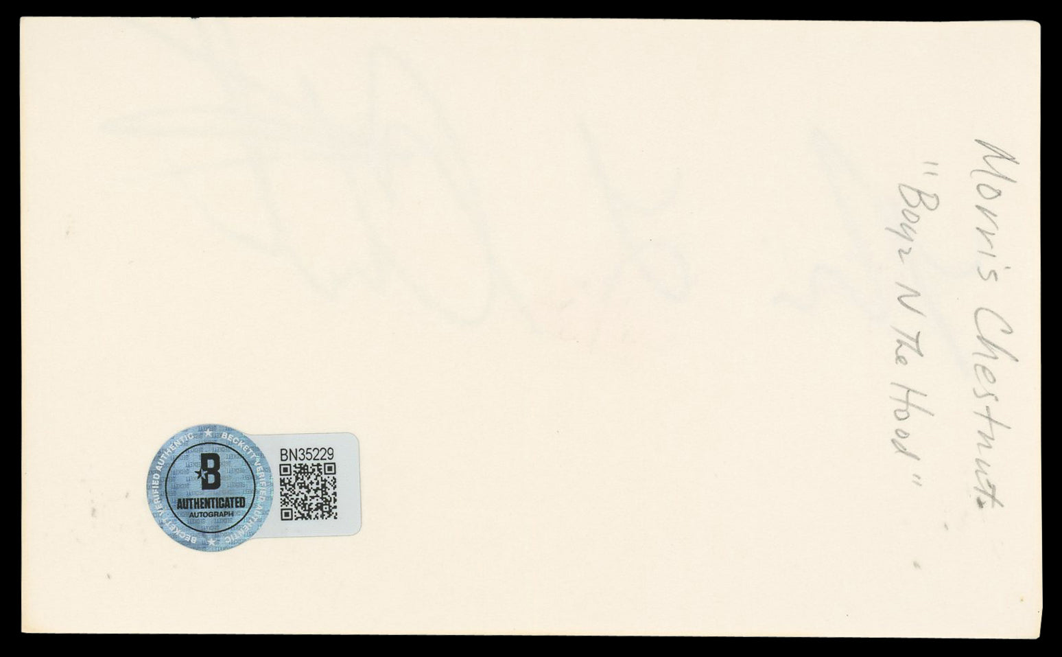 Morris Chestnut Boyz N The Hood Authentic Signed 3x5 Index Card BAS #BN35229