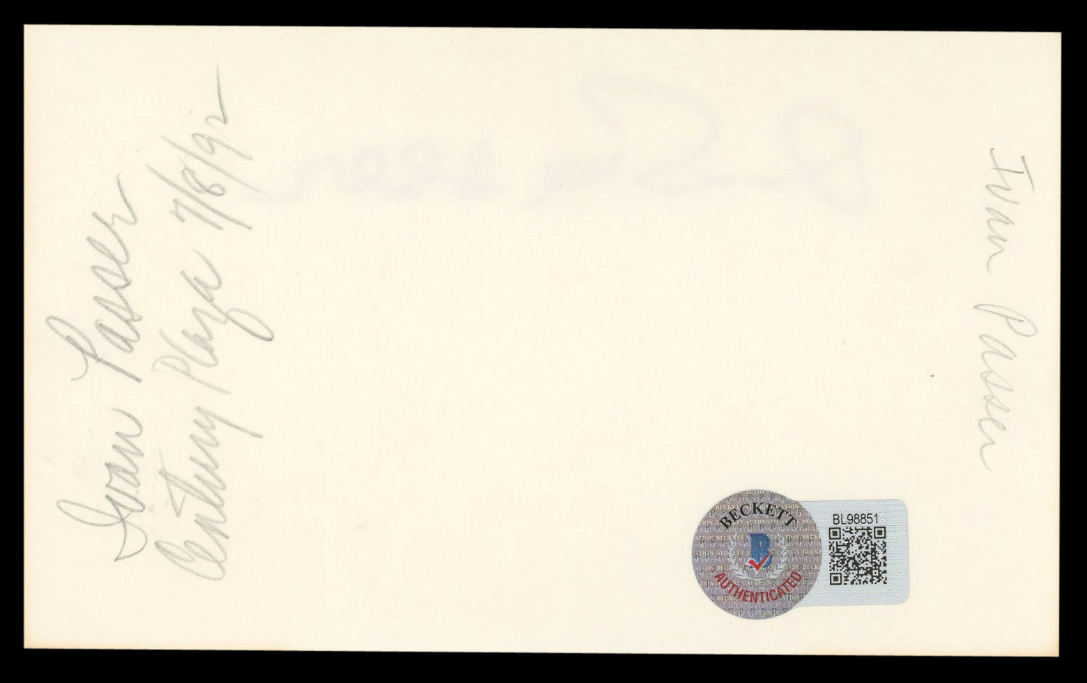 Ivan Passer Authentic Signed 3x5 Index Card Autographed BAS #BL98851