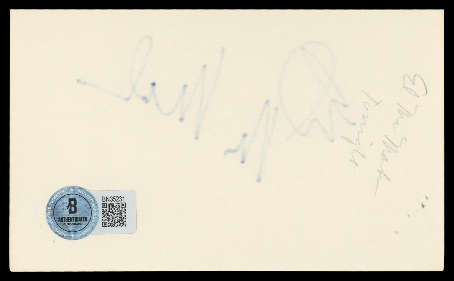 Ed McMahon The Tonight Show Authentic Signed 3x5 Index Card BAS #BN35231
