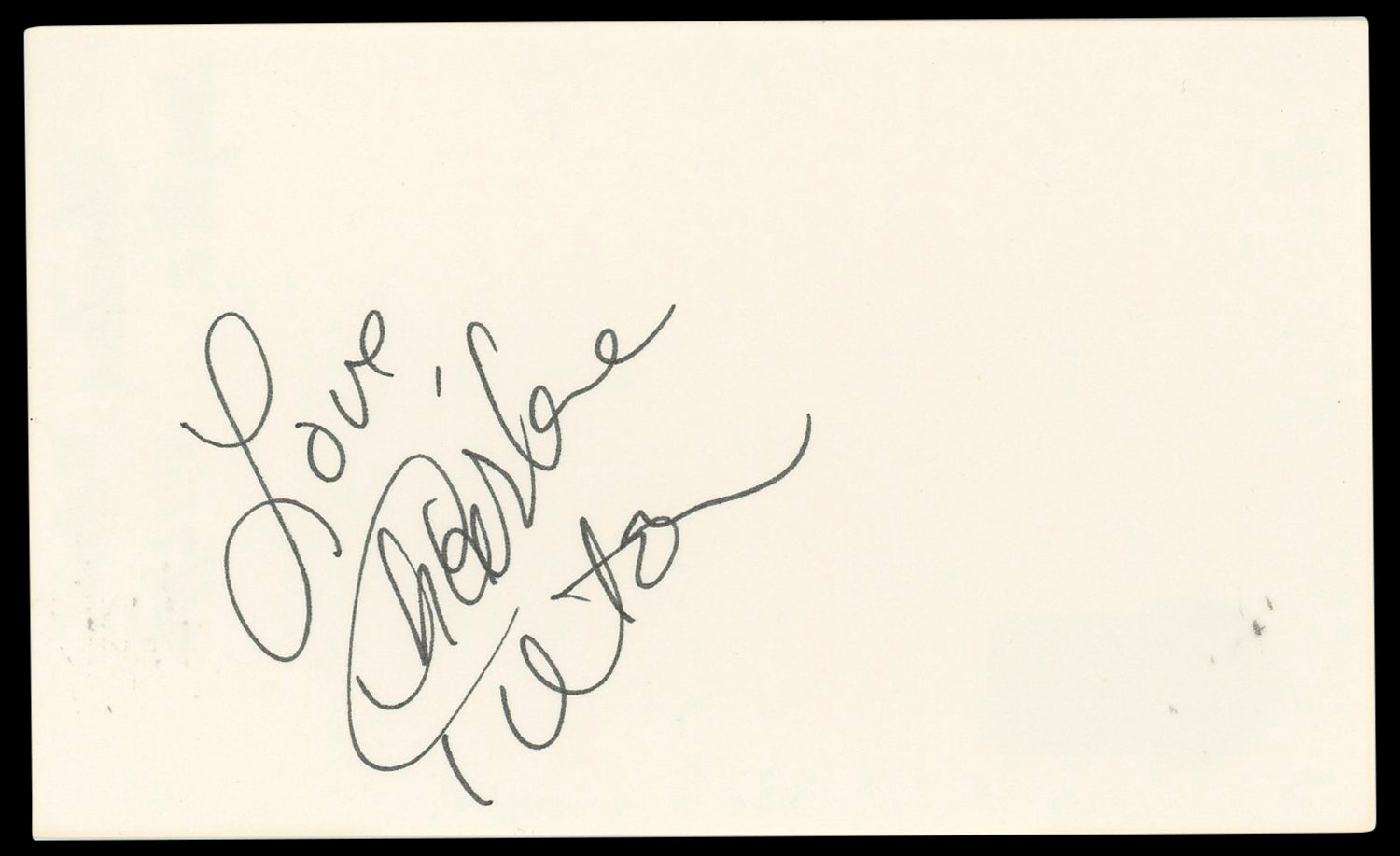 Charlene Tilton Dallas "Love" Authentic Signed 3x5 Index Card BAS #BN33329