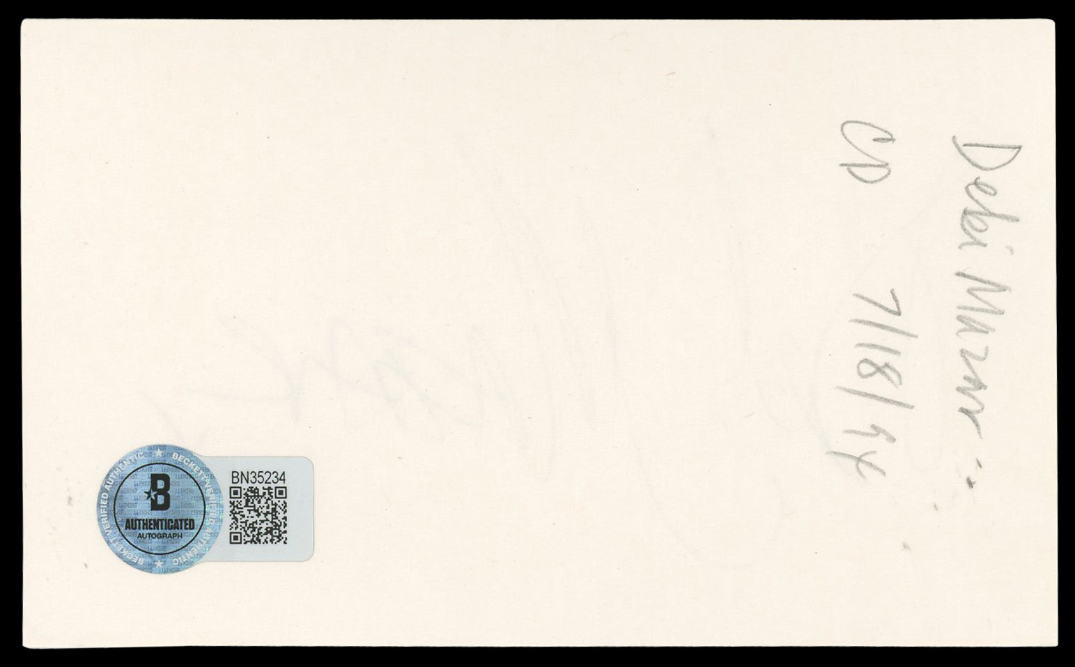 Debi Mazar Empire Records Authentic Signed 3x5 Index Card BAS #BN35234