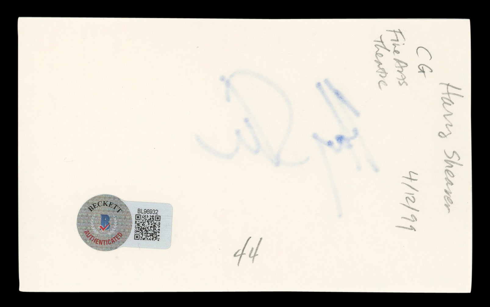 Harry Shearer The Simpsons Authentic Signed 3x5 Index Card BAS #BL96932