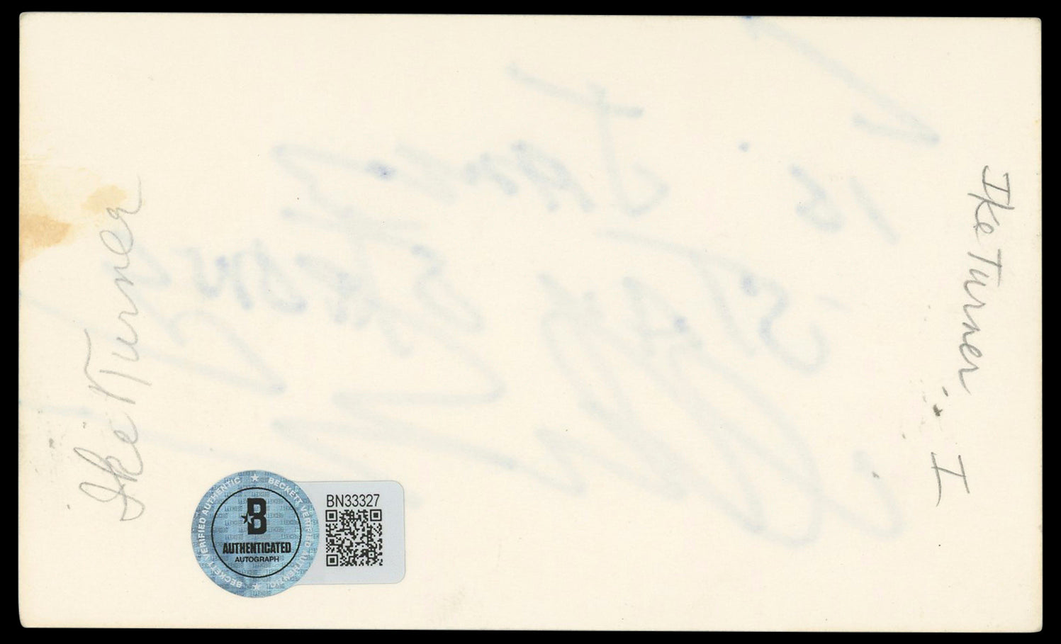 Ike Turner Kings of Rhythm "Stay Strong" Signed 3x5 Index Card BAS #BN33327