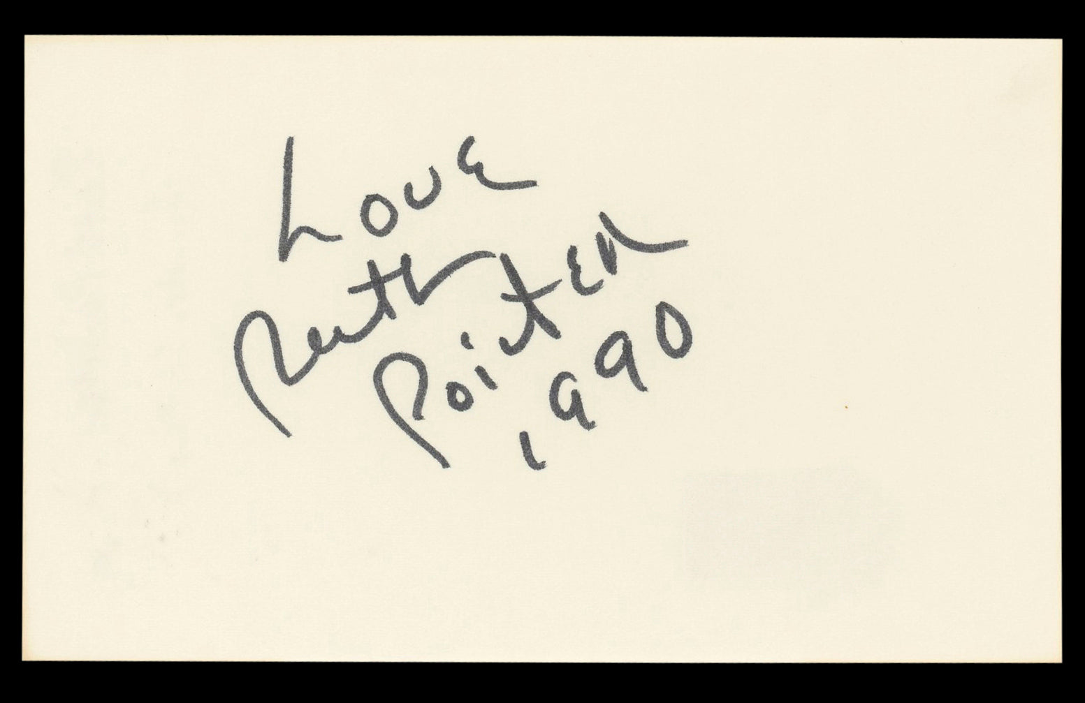 Ruth Pointer Pointer Sisters "Love 1990" Signed 3x5 Index Card BAS #BL98844