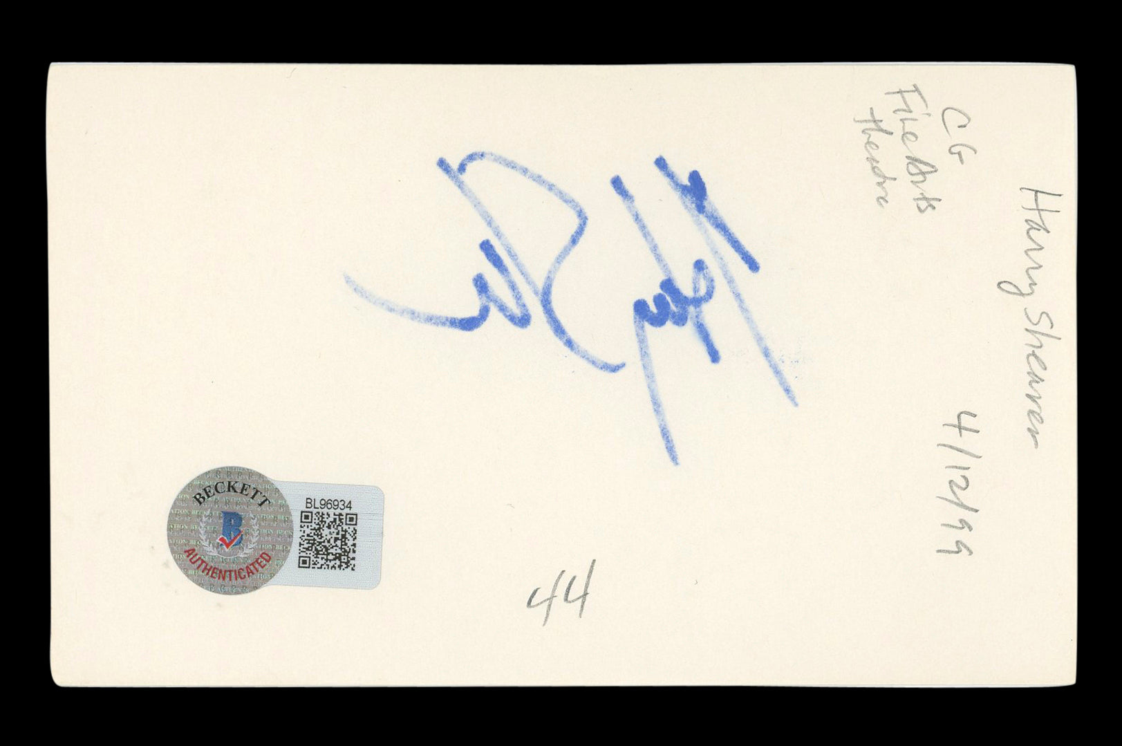 Harry Shearer The Simpsons Authentic Signed 3x5 Index Card BAS #BL96934