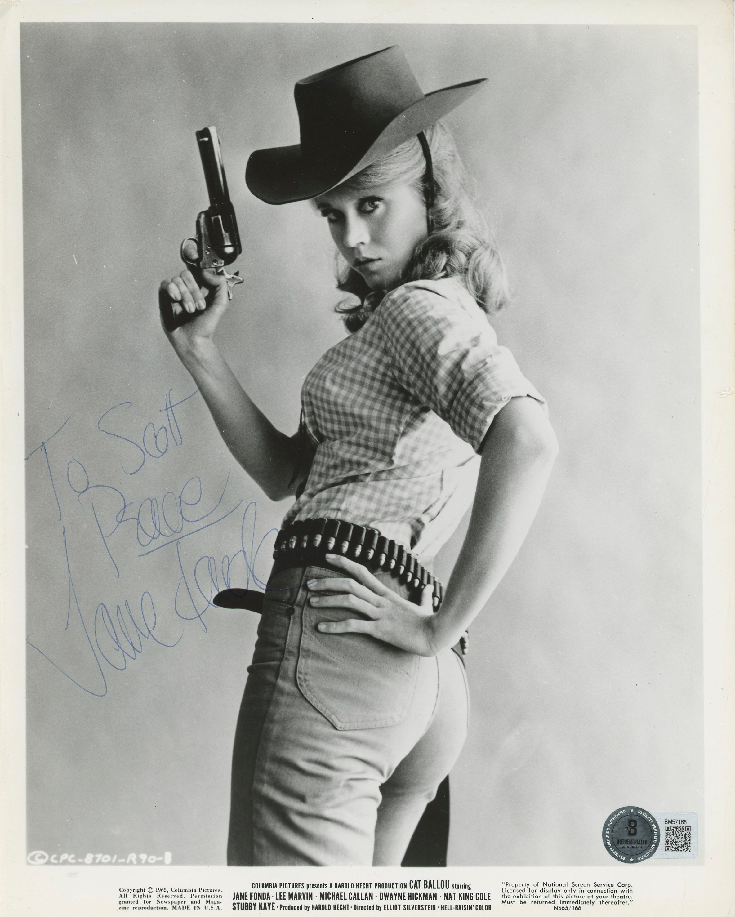 Jane Fonda Cat Ballou Authentic Signed 8x10 Photo Autographed BAS #BM57168