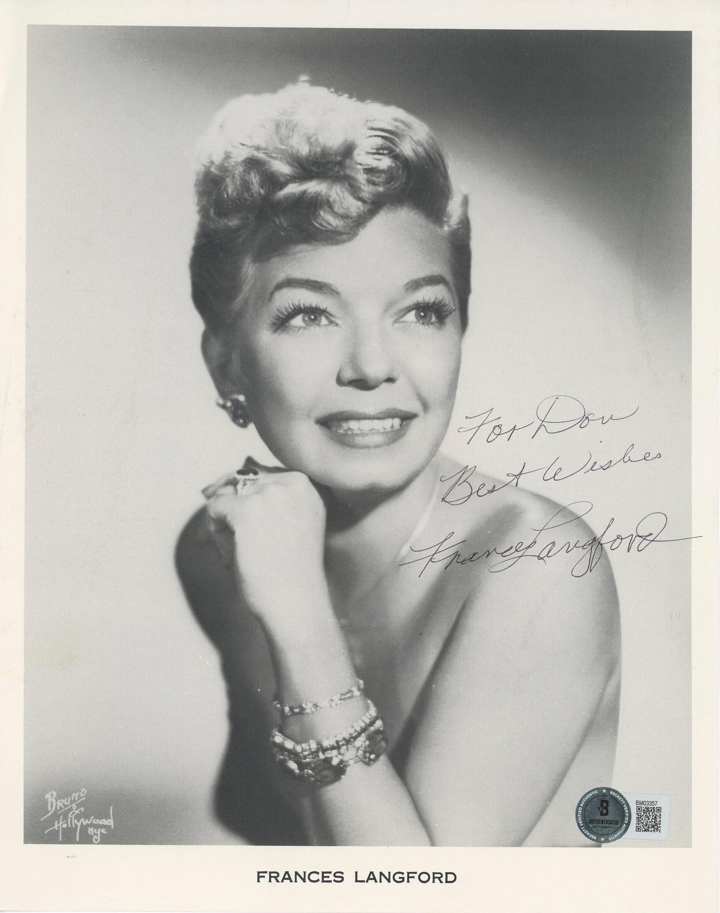 Frances Langford Singer "Best Wishes" Authentic Signed 8x10 Photo BAS #BM03357