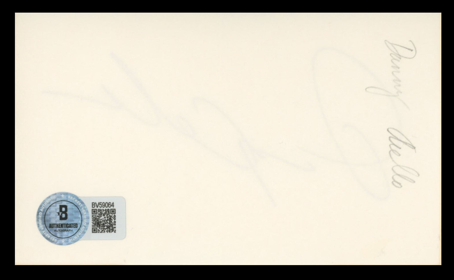 Danny Aiello Do the Right Thing Authentic Signed 3x5 Index Card BAS #BV59064