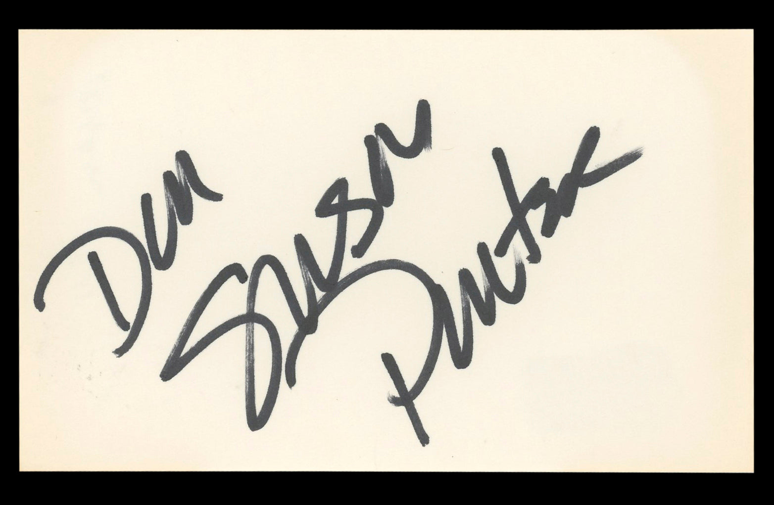 Susan Powter "Don" Authentic Signed 3x5 Index Card Autographed BAS #BL98840
