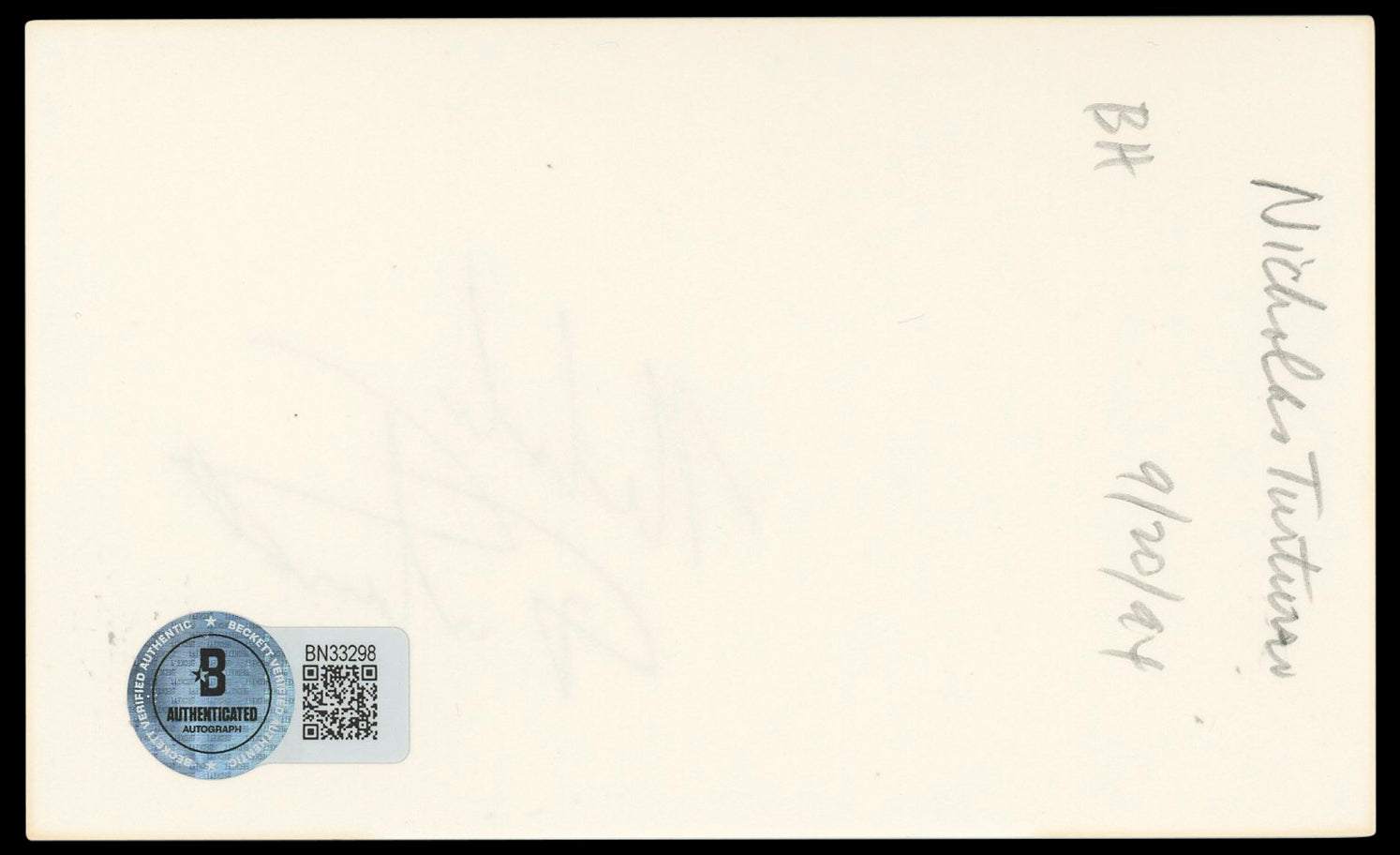 Nicholas Turturro NYPD Blue Authentic Signed 3x5 Index Card BAS #BN33298
