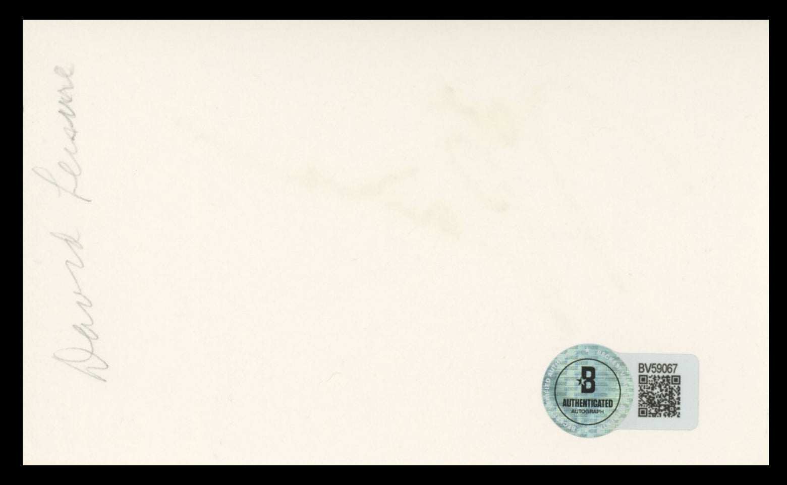 David Leisure Empty Nest Authentic Signed 3x5 Index Card BAS #BV59067