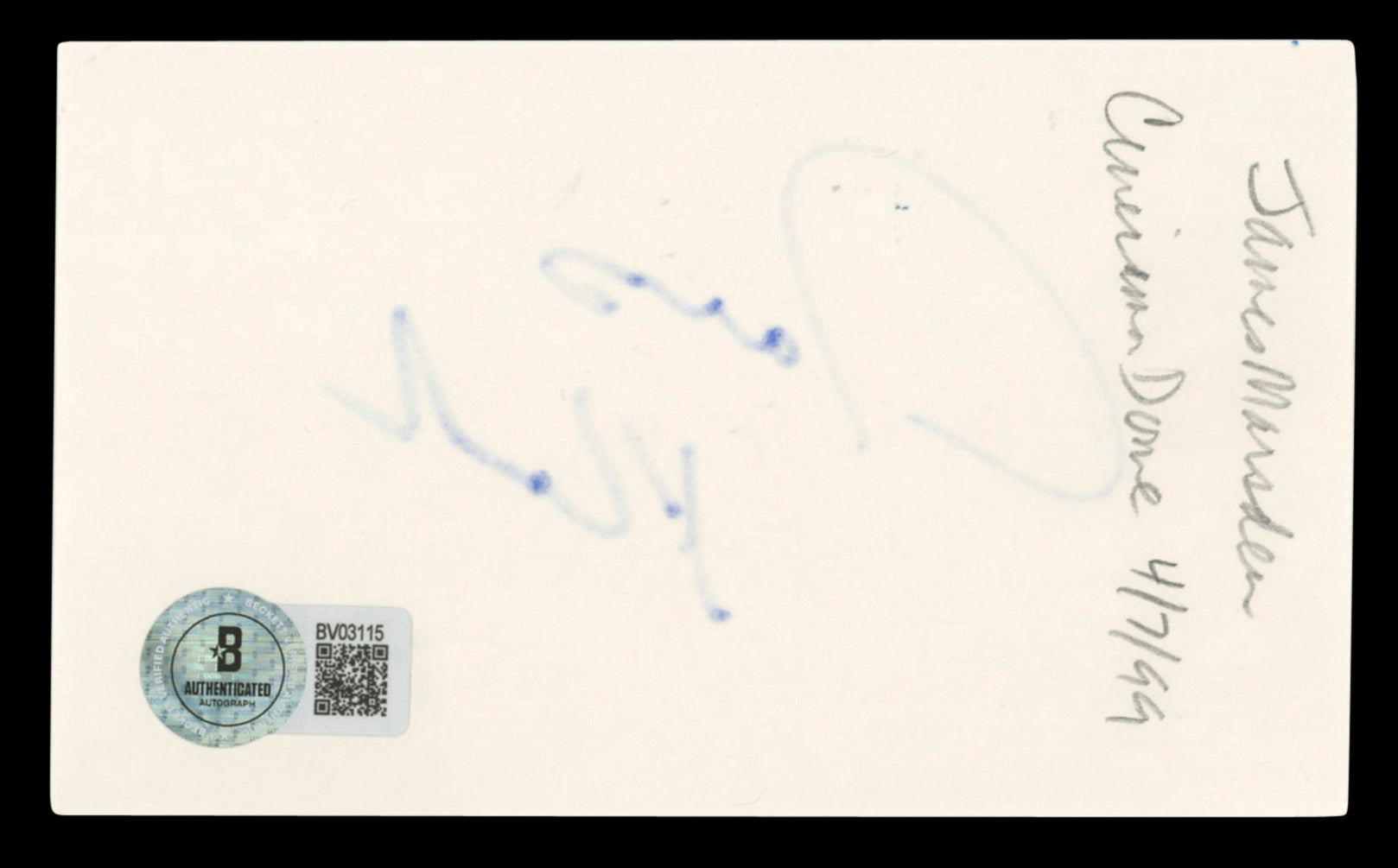 James Marsden X-Men Authentic Signed 3x5 Index Card Autographed BAS #BV03115