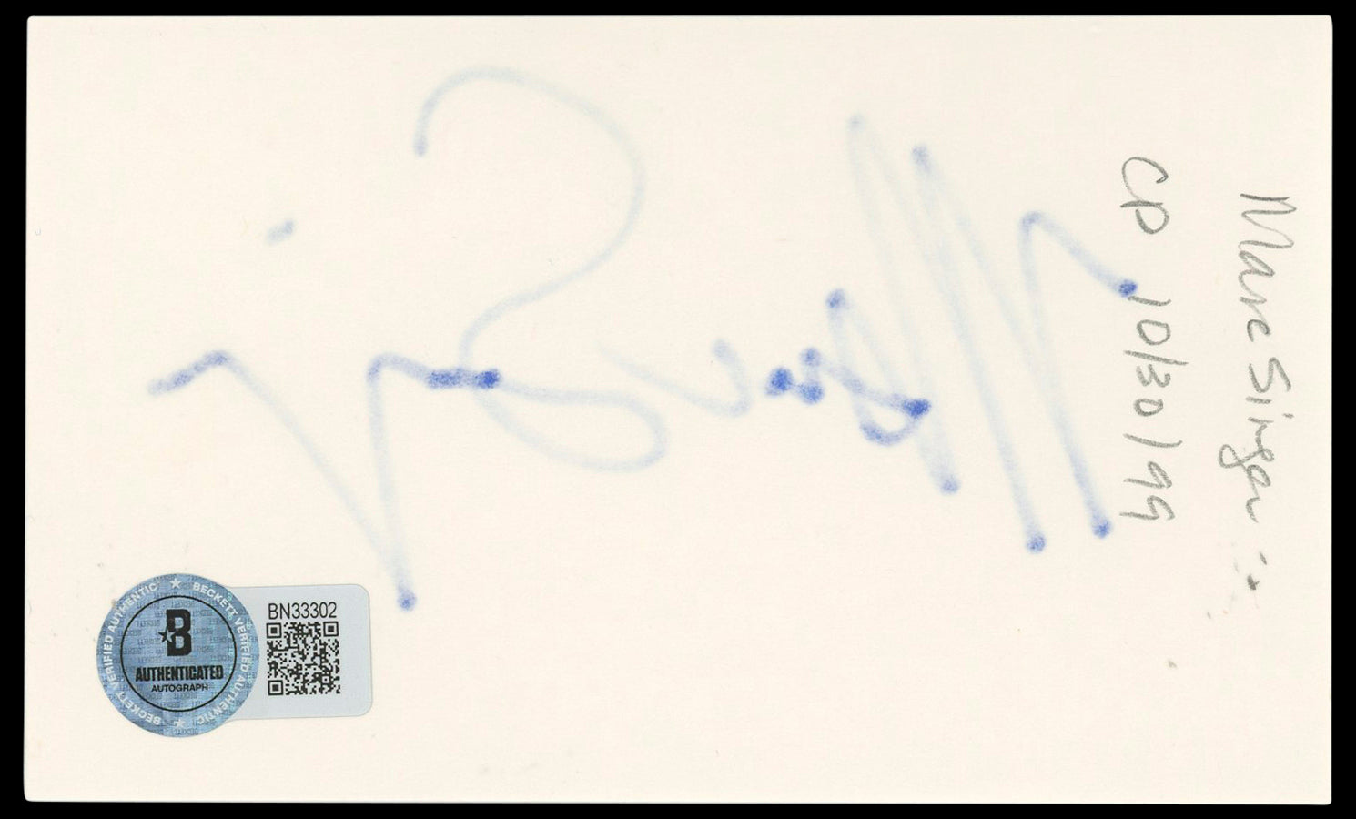 Marc Singer The Beastmaster Authentic Signed 3x5 Index Card BAS #BN33302