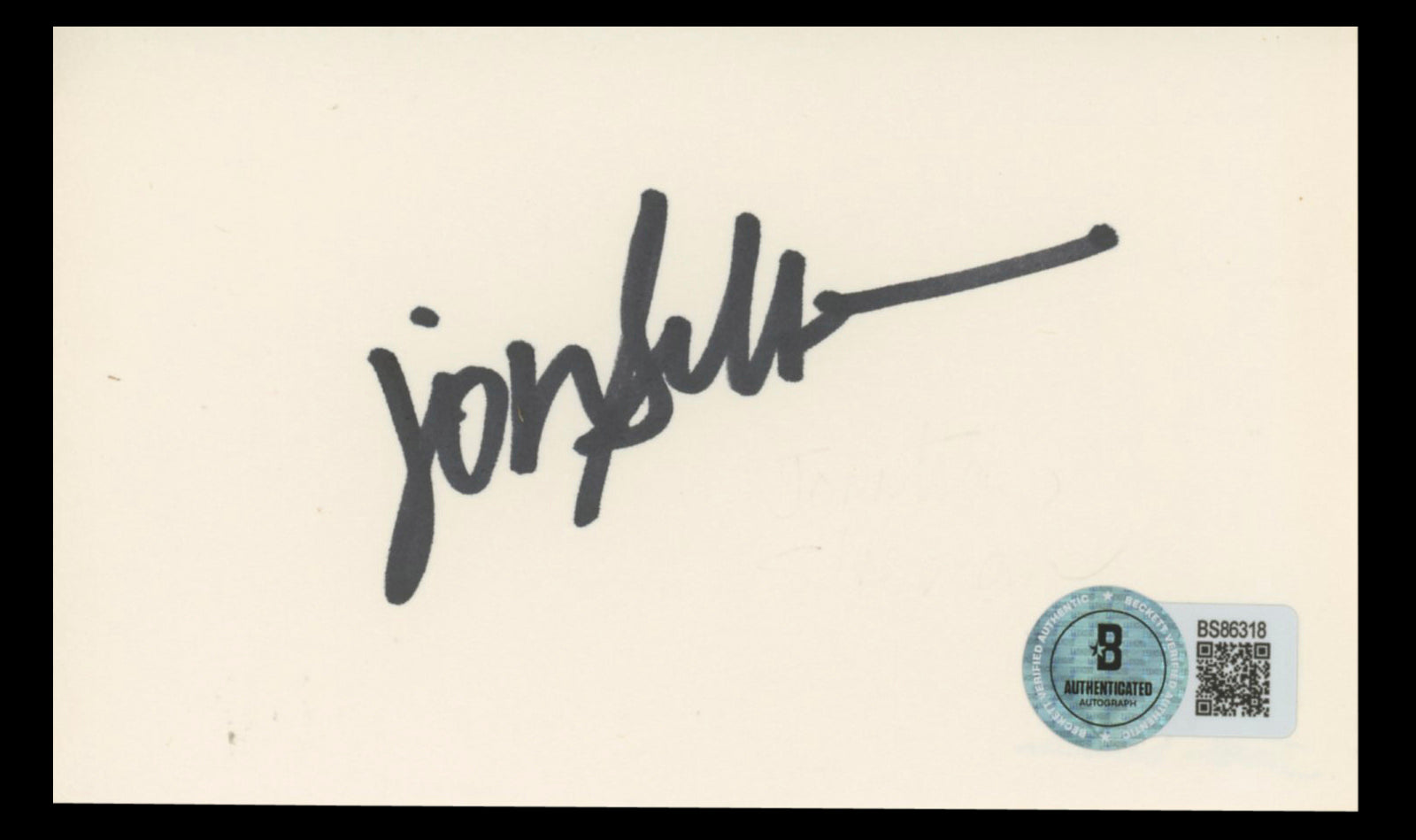 Jonathan Silverman Weekend at Bernie's Authentic Signed 3x5 Index Card BAS #BS86318