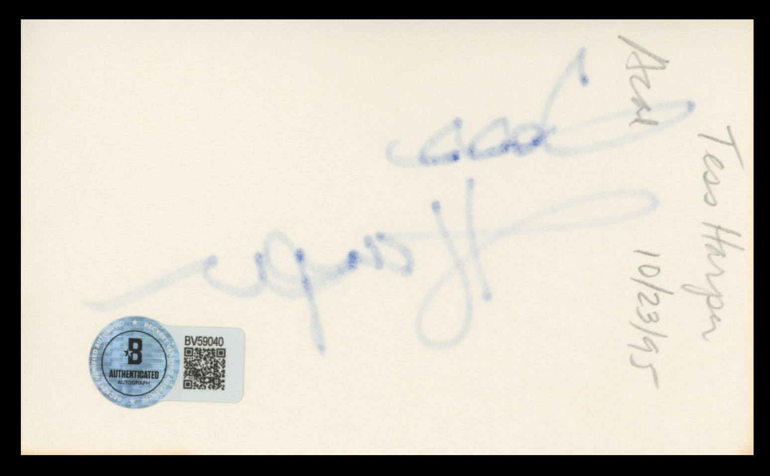 Tess Harper Crimes of the Heart Authentic Signed 3x5 Index Card BAS #BV59040