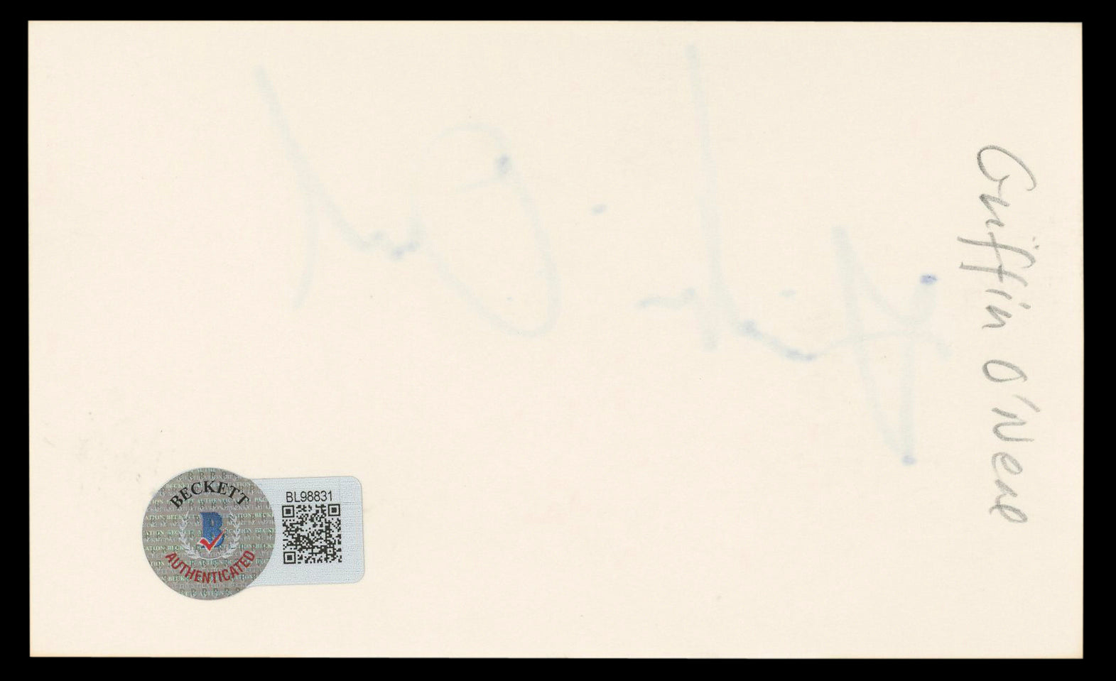 Griffin O'Neal The Escape Artist Authentic Signed 3x5 Index Card BAS #BL98831