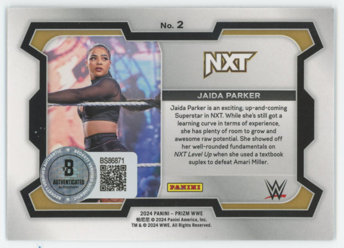 Jaida Parker WWE Authentic Signed 2024 Panini Prizm #2 Card BAS #BS86871
