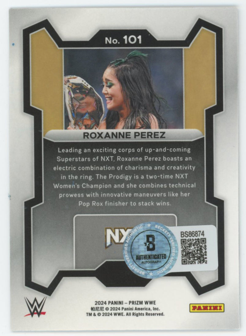 Roxanne Perez WWE Authentic Signed 2024 Panini Prizm #101 Card BAS #BS86874
