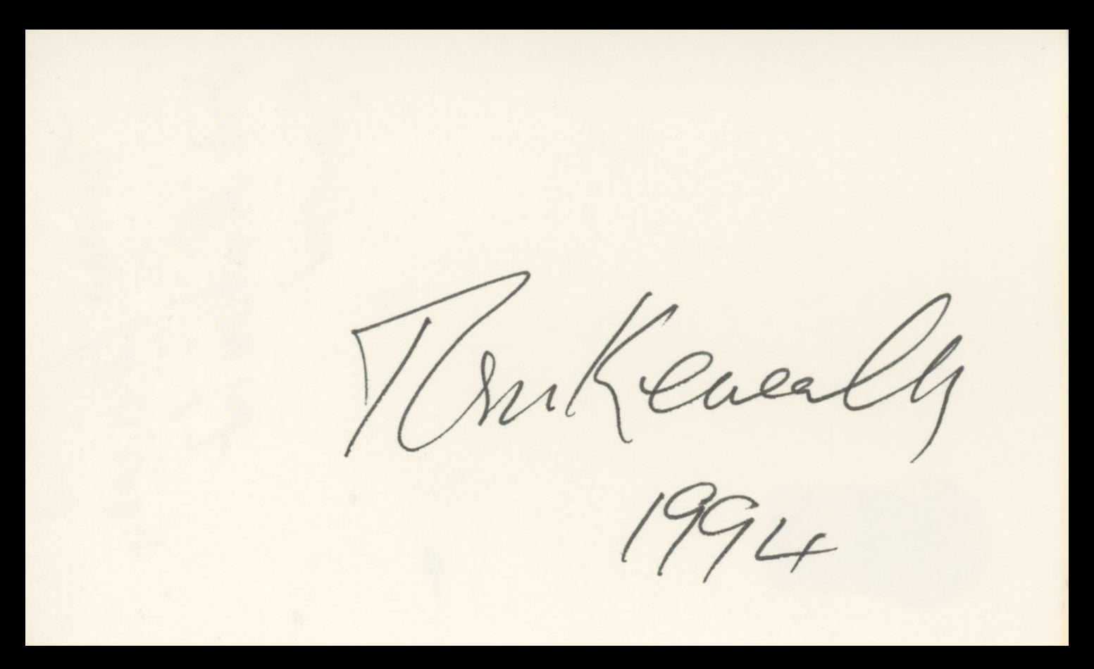 Thomas Keneally "1994" Authentic Signed 3x5 Index Card Autographed BAS #BV59033