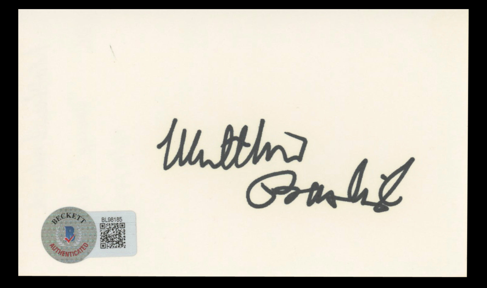 Matthew Broderick Ferris Bueller's Day Off Signed 3x5 Index Card BAS #BL98185