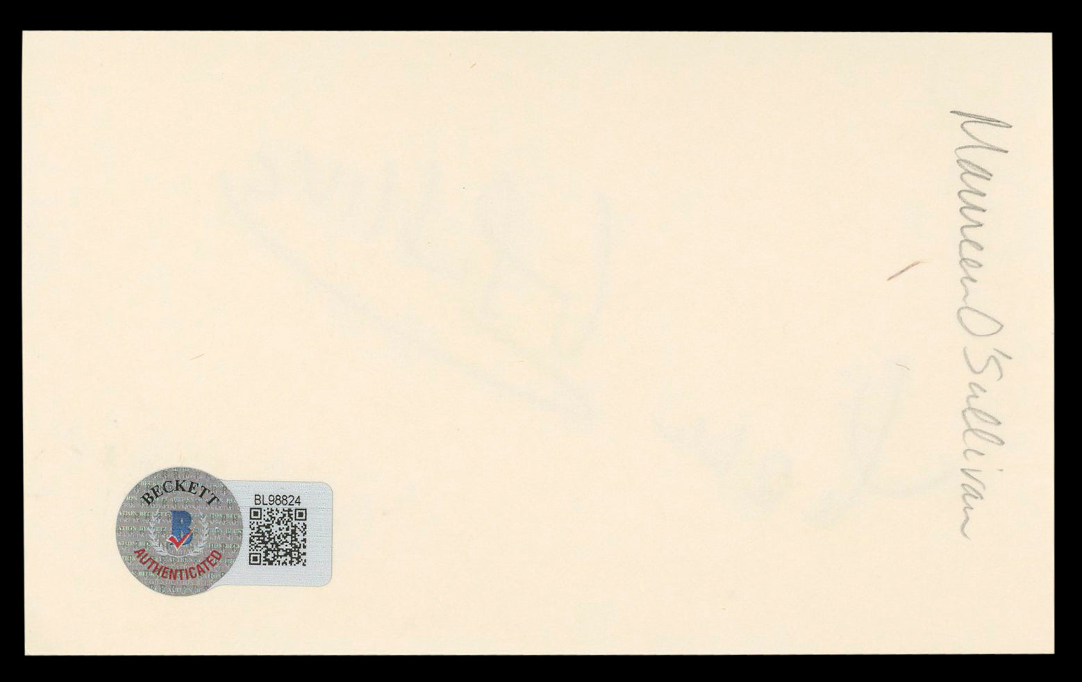 Maureen O'Sullivan The Thin Man Authentic Signed 3x5 Index Card BAS #BL98824