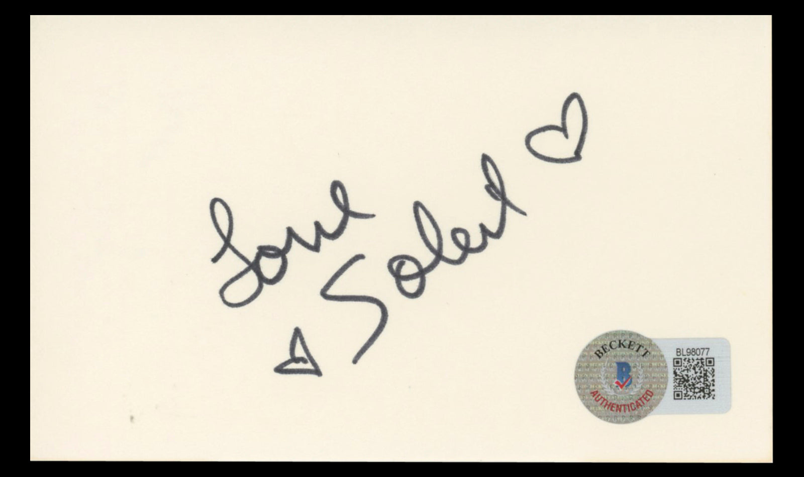Soleil Moon Frye Punky Brewster "Love" Signed 3x5 Index Card BAS #BL98077