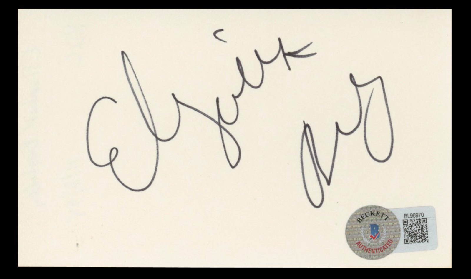 Elizabeth Berkley Saved By The Bell Authentic Signed 3x5 Index Card BAS #BL96970
